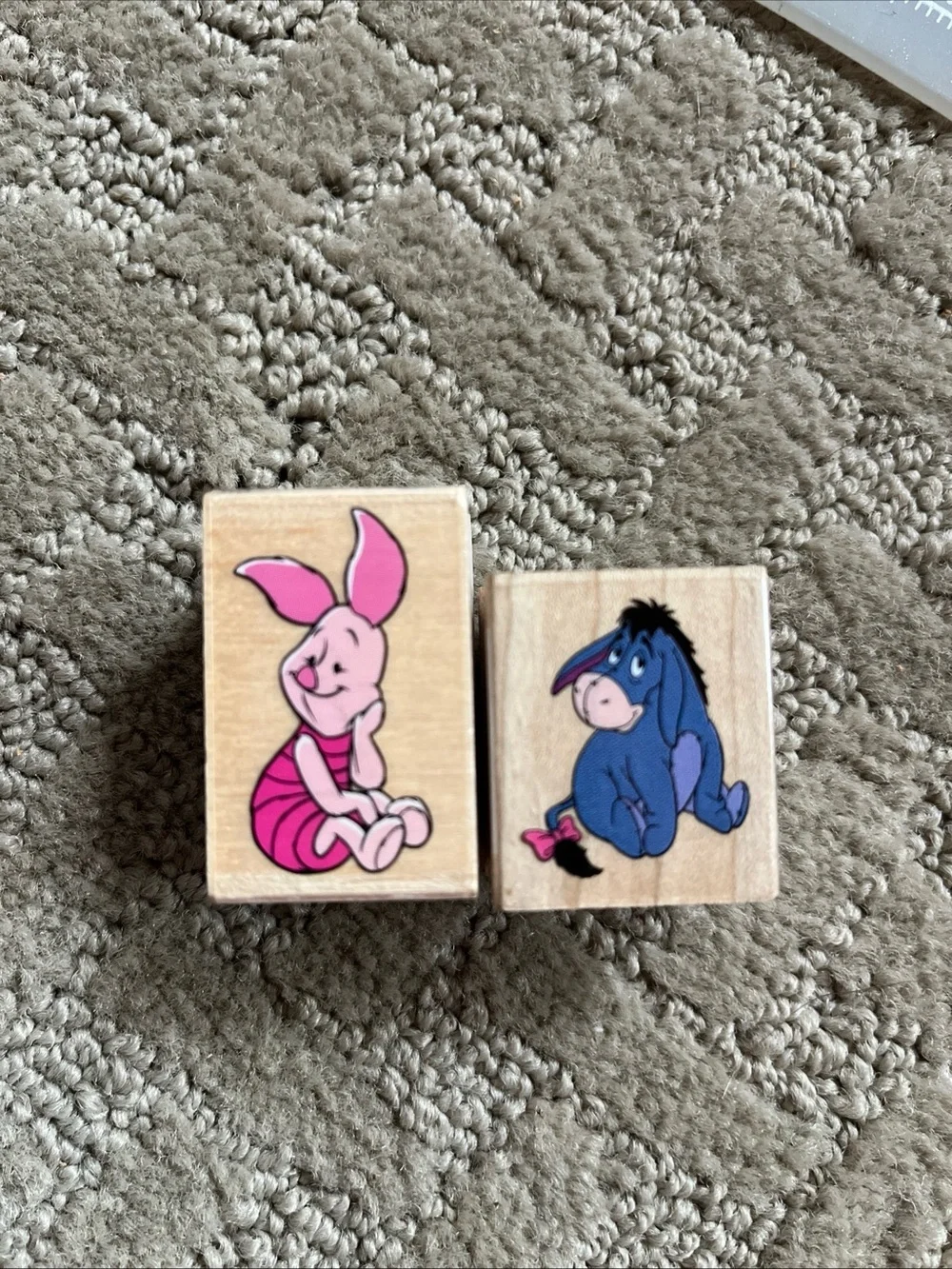 Disney- Piglet & Eeyore All Night Media Rubber Stamps #997D05 & #199-C01 - Picture 1 of 8